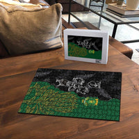 Aotearoa South Africa Rugby Freedom Cup Puzzle Kiwi Warriors Haka with King Protea Symbol - Wonder Print Shop