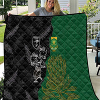 Aotearoa South Africa Rugby Freedom Cup Quilt Kiwi Warriors Haka with King Protea Symbol - Wonder Print Shop