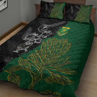 Aotearoa South Africa Rugby Freedom Cup Quilt Bed Set Kiwi Warriors Haka with King Protea Symbol - Wonder Print Shop