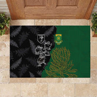 Aotearoa South Africa Rugby Freedom Cup Rubber Doormat Kiwi Warriors Haka with King Protea Symbol - Wonder Print Shop