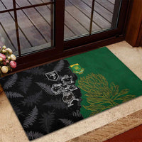 Aotearoa South Africa Rugby Freedom Cup Rubber Doormat Kiwi Warriors Haka with King Protea Symbol - Wonder Print Shop