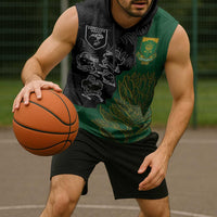 Custom Aotearoa South Africa Rugby Freedom Cup Sleeveless Hoodie Kiwi Warriors Haka with King Protea Symbol - Wonder Print Shop