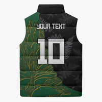 Custom Aotearoa South Africa Rugby Freedom Cup Sleeveless Puffer Jacket Kiwi Warriors Haka with King Protea Symbol - Wonder Print Shop