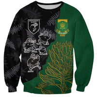 Custom Aotearoa South Africa Rugby Freedom Cup Sweatshirt Kiwi Warriors Haka with King Protea Symbol - Wonder Print Shop