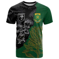 Custom Aotearoa South Africa Rugby Freedom Cup T Shirt Kiwi Warriors Haka with King Protea Symbol - Wonder Print Shop