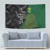Aotearoa South Africa Rugby Freedom Cup Tapestry Kiwi Warriors Haka with King Protea Symbol - Wonder Print Shop