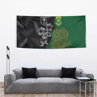 Aotearoa South Africa Rugby Freedom Cup Tapestry Kiwi Warriors Haka with King Protea Symbol - Wonder Print Shop