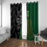 Aotearoa South Africa Rugby Freedom Cup Window Curtain Kiwi Warriors Haka with King Protea Symbol - Wonder Print Shop
