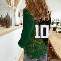 Custom Aotearoa South Africa Rugby Freedom Cup Women Casual Shirt Kiwi Warriors Haka with King Protea Symbol - Wonder Print Shop