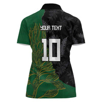 Custom Aotearoa South Africa Rugby Freedom Cup Women Polo Shirt Kiwi Warriors Haka with King Protea Symbol - Wonder Print Shop