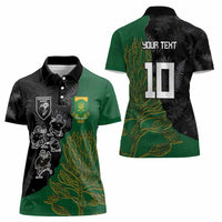 Custom Aotearoa South Africa Rugby Freedom Cup Women Polo Shirt Kiwi Warriors Haka with King Protea Symbol - Wonder Print Shop