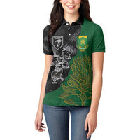 Custom Aotearoa South Africa Rugby Freedom Cup Women Polo Shirt Kiwi Warriors Haka with King Protea Symbol - Wonder Print Shop