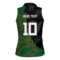 Custom Aotearoa South Africa Rugby Freedom Cup Women Sleeveless Polo Shirt Kiwi Warriors Haka with King Protea Symbol - Wonder Print Shop