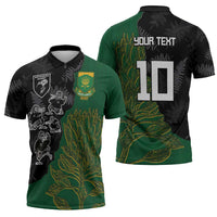 Custom Aotearoa South Africa Rugby Freedom Cup Zipper Polo Shirt Kiwi Warriors Haka with King Protea Symbol - Wonder Print Shop