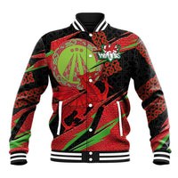 Welsh Celtic-Awen Baseball Jacket Wales Y Ddraig Goch with Celtic Knot Sporty - Wonder Print Shop
