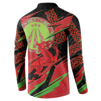 Welsh Celtic-Awen Button Sweatshirt Wales Y Ddraig Goch with Celtic Knot Sporty - Wonder Print Shop