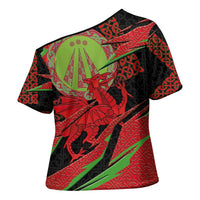 Welsh Celtic-Awen Cross Shoulder Shirt Wales Y Ddraig Goch with Celtic Knot Sporty - Wonder Print Shop