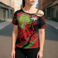 Welsh Celtic-Awen Cross Shoulder Shirt Wales Y Ddraig Goch with Celtic Knot Sporty - Wonder Print Shop