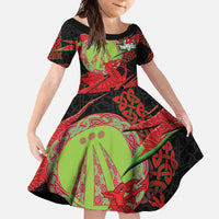 Welsh Celtic-Awen Family Matching Long Sleeve Bodycon Dress and Hawaiian Shirt Wales Y Ddraig Goch with Celtic Knot Sporty - Wonder Print Shop