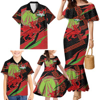 Welsh Celtic-Awen Family Matching Mermaid Dress and Hawaiian Shirt Wales Y Ddraig Goch with Celtic Knot Sporty - Wonder Print Shop