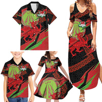 Welsh Celtic-Awen Family Matching Summer Maxi Dress and Hawaiian Shirt Wales Y Ddraig Goch with Celtic Knot Sporty - Wonder Print Shop