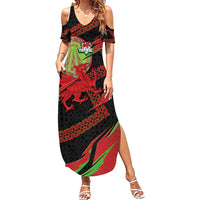 Welsh Celtic-Awen Family Matching Summer Maxi Dress and Hawaiian Shirt Wales Y Ddraig Goch with Celtic Knot Sporty - Wonder Print Shop