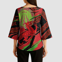 Welsh Celtic-Awen Kimono Sleeve Blouse Wales Y Ddraig Goch with Celtic Knot Sporty - Wonder Print Shop