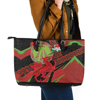 Welsh Celtic-Awen Leather Tote Bag Wales Y Ddraig Goch with Celtic Knot Sporty - Wonder Print Shop