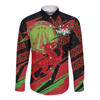 Welsh Celtic-Awen Long Sleeve Button Shirt Wales Y Ddraig Goch with Celtic Knot Sporty - Wonder Print Shop