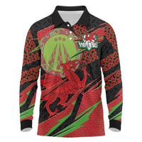 Welsh Celtic-Awen Long Sleeve Polo Shirt Wales Y Ddraig Goch with Celtic Knot Sporty - Wonder Print Shop