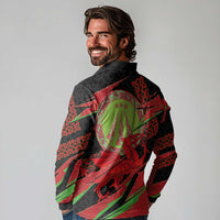 Welsh Celtic-Awen Long Sleeve Polo Shirt Wales Y Ddraig Goch with Celtic Knot Sporty - Wonder Print Shop