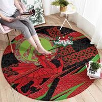 Welsh Celtic-Awen Round Carpet Wales Y Ddraig Goch with Celtic Knot Sporty - Wonder Print Shop
