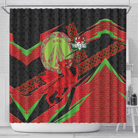 Welsh Celtic-Awen Shower Curtain Wales Y Ddraig Goch with Celtic Knot Sporty - Wonder Print Shop
