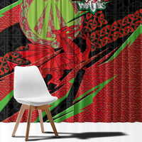 Welsh Celtic-Awen Window Curtain Wales Y Ddraig Goch with Celtic Knot Sporty - Wonder Print Shop