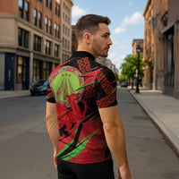 Welsh Celtic-Awen Zipper Polo Shirt Wales Y Ddraig Goch with Celtic Knot Sporty - Wonder Print Shop