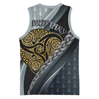 Brittany Triskele Celtic Basketball Jersey Silver and Gold Sporty Style - Wonder Print Shop