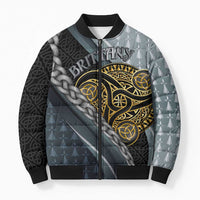 Brittany Triskele Celtic Bomber Puffer Jacket Silver and Gold Sporty Style - Wonder Print Shop