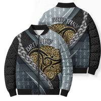 Brittany Triskele Celtic Bomber Puffer Jacket Silver and Gold Sporty Style - Wonder Print Shop