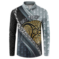 Brittany Triskele Celtic Button Sweatshirt Silver and Gold Sporty Style - Wonder Print Shop