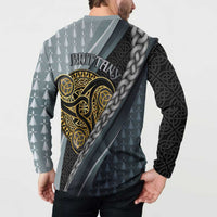 Brittany Triskele Celtic Button Sweatshirt Silver and Gold Sporty Style - Wonder Print Shop