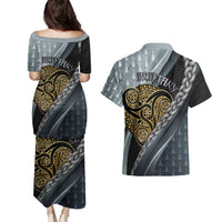 Brittany Triskele Celtic Couples Matching Puletasi and Hawaiian Shirt Silver and Gold Sporty Style - Wonder Print Shop