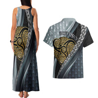 Brittany Triskele Celtic Couples Matching Tank Maxi Dress and Hawaiian Shirt Silver and Gold Sporty Style - Wonder Print Shop