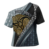 Brittany Triskele Celtic Cross Shoulder Shirt Silver and Gold Sporty Style - Wonder Print Shop