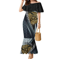 Brittany Triskele Celtic Family Matching Mermaid Dress and Hawaiian Shirt Silver and Gold Sporty Style - Wonder Print Shop