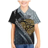 Brittany Triskele Celtic Family Matching Mermaid Dress and Hawaiian Shirt Silver and Gold Sporty Style - Wonder Print Shop
