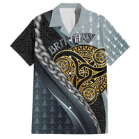 Brittany Triskele Celtic Family Matching Off The Shoulder Long Sleeve Dress and Hawaiian Shirt Silver and Gold Sporty Style - Wonder Print Shop