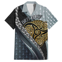 Brittany Triskele Celtic Family Matching Off Shoulder Short Dress and Hawaiian Shirt Silver and Gold Sporty Style - Wonder Print Shop