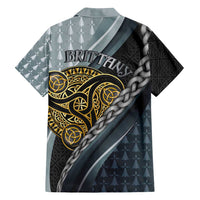 Brittany Triskele Celtic Family Matching Puletasi and Hawaiian Shirt Silver and Gold Sporty Style - Wonder Print Shop