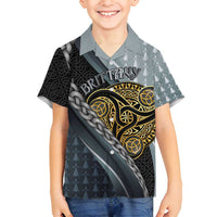 Brittany Triskele Celtic Family Matching Puletasi and Hawaiian Shirt Silver and Gold Sporty Style - Wonder Print Shop