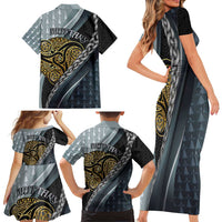 Brittany Triskele Celtic Family Matching Short Sleeve Bodycon Dress and Hawaiian Shirt Silver and Gold Sporty Style - Wonder Print Shop